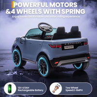 Garvee Ride P Series 12V Kids Ride On Car Land Rover Style Dual Motors 3 Speed Modes 4.5Ah Battery Safety Seatbelt Remote Control Black Outdoor Play - Light Blue