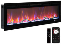 Garvee 72" Electric Fireplace Linear Heater 750/1500W Dual Heat, 12 Flame Colors, Remote & Touch Control, Wall Recessed/Mounted, Modern Living Room
