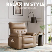 Garvee 27" Oversized Rocker Swivel Recliner Chair, Lazy Boy for Adults, with Vibrating Massage and Heating, 1.5x Sponge Filling, Side Pocket, and Cup Holder, for Living Room, Bedroom, and Nursery