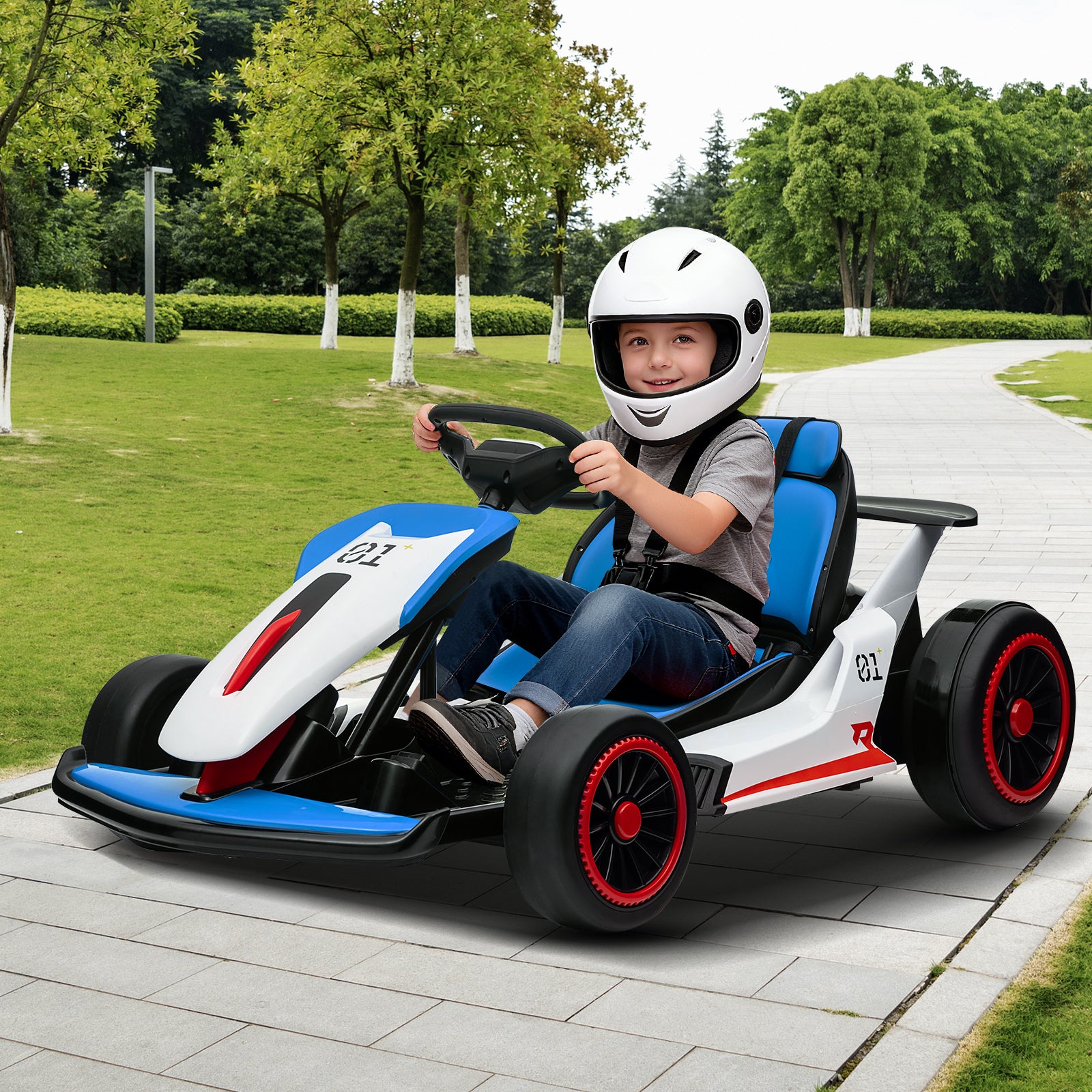 Garvee Ride - G Series: 6+,24V Drift Kart with 2X150W Strong Motor, 7AH Big Battery, Electric Pedals, Electric Go Kart Outdoor Race Toy - Blue
