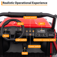 Garvee Ride P Series 24V Kids Toddler Ride On Truck 4WD 3 Speeds Large 7AH Battery Bluetooth MP3 Parent Safety Brake Red Outdoor Play - Red