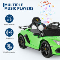 Garvee Ride P Series 12V Electric Ride-On Car for Kids | Licensed Lamborghini Battery-Powered Sports Car with Remote Control, 2 Speeds, Sound System, LED Headlights, Hydraulic Doors - Green