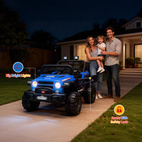 Garvee 12V Kids Electric Ride-On Truck – Dual Motors, 3 Speeds, Remote Control, Spring Suspension, LED Lights, Music, Safety Belt, Storage – Battery Powered Off-Road Toy Vehicle for Boys & Girls Ages 2-8, Blue