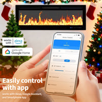 Garvee 80 Inch Electric Fireplace Wall Heater with 12 Flame Effects, Remote & Touch Control, Tempered Glass, Dual Heat Modes, WiFi Enabled, Bedroom & Living Room