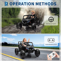 Garvee Ride - P Series: 24V Ride-On UTV: Remote Control, 200W Motor, Spring Suspension, Music, LED Lights, for Boys & Girls - Black