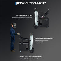 Garvee Welding Cart with 4 Drawers, 360 Swivel Wheels, Heavy Duty Hooks, Steel Frame, Gas Tank Storage, Home Workshop & Job Site Use