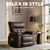 Garvee Swivel Massage Chair, Power Rocking Recliner Chair with Massage and Heating, Oversized Faux Leather Single Sofa Chair, Home Rocking Glider Chairs for Adults, Living Room, Bedroom