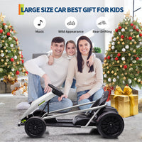Garvee Ride G Series 24V Go Kart for Kids 8-12, 300W*2 Motors, 9Ah Battery, 8MPH Speed, Music, Horn, 175lbs Max Load - White