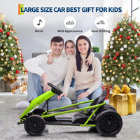 Garvee Ride G Series 24V Go Kart for Kids 8-12, 300W*2 Motors, 9Ah Battery, 8MPH Speed, Music, Horn, 175lbs Max Load - Green