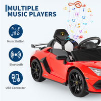 Garvee Ride P Series 12V Electric Ride-On Car for Kids | Licensed Lamborghini Battery-Powered Sports Car with Remote Control, 2 Speeds, Sound System, LED Headlights, Hydraulic Doors - Red