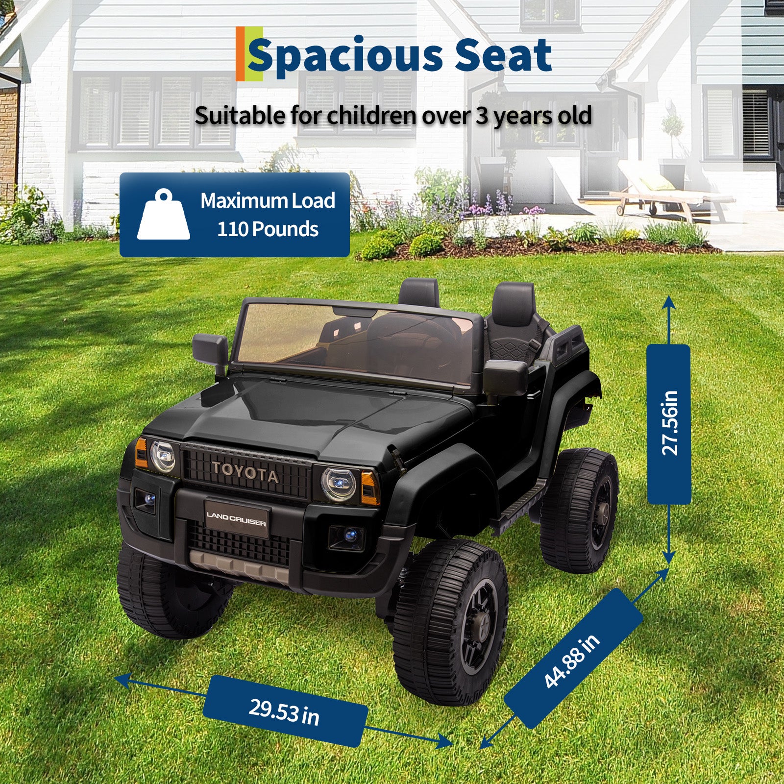 Garvee Ride P Series 24V Kids Electric Ride-On Car w/Parent Remote Control, 4WD/2WD Switch, Bluetooth Music, LED Lights & Shovel – 2-Seater Off-Road Toy for Over 3 Years, ASTM/CPSIA Certified