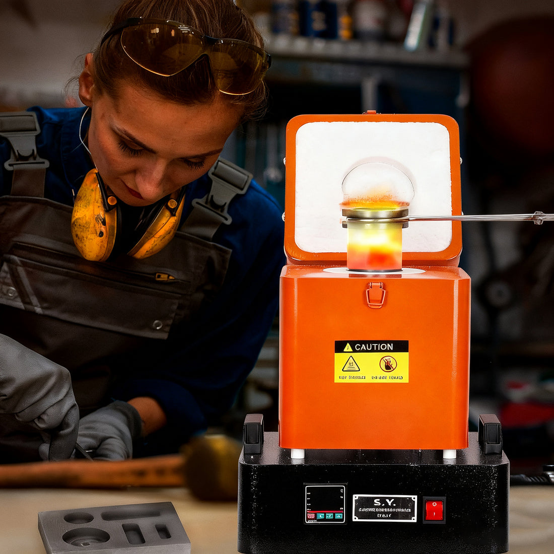 Garvee 1+3 KG Gold Melting Furnace Set,2100 °F Digital Electric Melting Furnace with 2 Crucibles,Temperature Control for Melt Scrap, Silver, Gold, Copper, Aluminum 110V