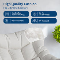 Garvee Papasan Rocking Chair with Footrest, Metal Patio Lounge Rocking Chair with Ottoman & Thick Cushion, Patio Comfy Modern Egg Rocker for Balcony Backyard Porch Bedroom, White