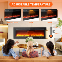 Garvee 42 Inch Electric Fireplace Insert Ultra-Thin 4.2" Linear Design 750/1500W Heater 12-Color Flame Remote Control Wall Mounted Living Room