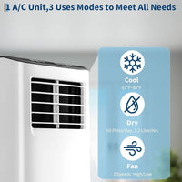 Garvee Portable Air Conditioner - 8,000 BTU, Cools Up to 350 Sq.Ft, 3-In-1 Functionality (Cooling, Dehumidification, Fan), Full-Function Remote Control, Includes Window Kit, White