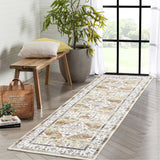 Garvee Washable Rug 2 x 6 Hallway Runner Rug Non-Slip Boho Vintage Kitchen Floor Throw Covers Low Pile Stain Resistant Carpet Soft Retro Distressed Rug for Entrance Porch Laundry，Yellow - Yellow