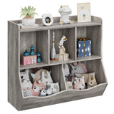 Garvee Kids Bookshelf, Toy Storage Organizer, Toy Storage Cabinet with Five Storage Spaces, Suitable for Children's Room, Playroom, Nursery and School (Grey) - Grey