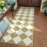 Garvee Checkered 2x6 Kitchen Rugs, Washable Non Slip Rug Runner for Hallway, Brown, Ultra Thin Stain Resistant Carpet, Beige & Tan Checkered - Beige & Tan Checkered
