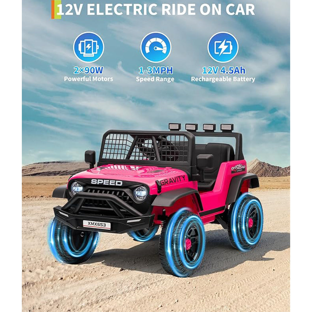 Garvee 12V Kids Electric Ride On Car with Remote Control, Bluetooth Music Player, LED Lights, EVA Material, Dual Drive, Safety Features, Outdoor Play