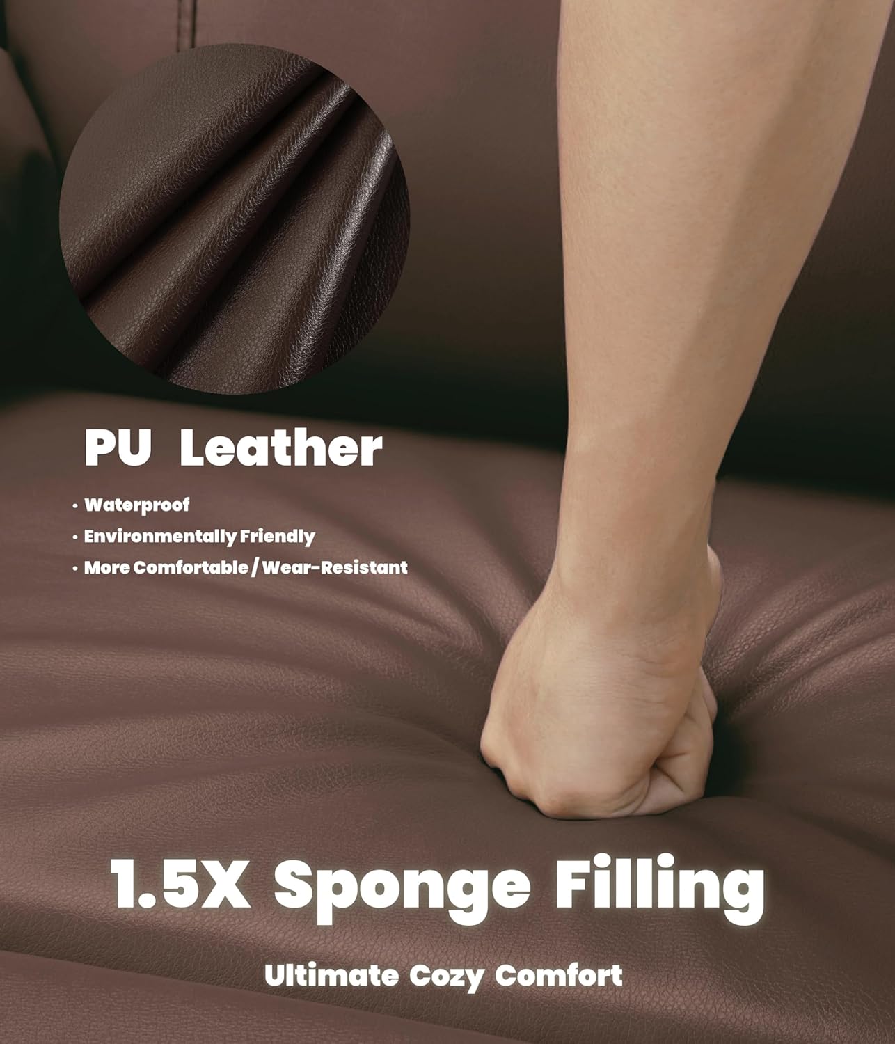 Garvee Oversized Wide Recliner Chair - Heat and Massage, PU Leather Large Manual Recliner for Adults, Ultimate Comfort Lazy Boy with 1.5X Sponge Filling and Easy Recline Mechanism for Relaxation