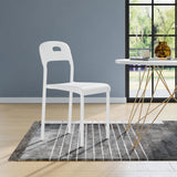Garvee Dining Chairs Stackable Modern Kitchen Chairs Plastic Metal Legs Indoor Outdoor 17.9x15.8x30.1in White