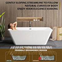 Garvee SZ3 59" Freestanding Acrylic Bathtub in Streamline Design with Chrome Overflow and Drain, cUPC Certified, White
