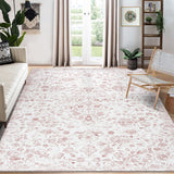 Garvee Large Area Rug 10x13 Rug Washable Area Rug Vintage Non Slip Rug Floral Retro Bedroom Rug Low Pile Distressed Floral Floor Cover for Living Room Office, Pink/ 10'× 13' - Pink