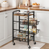 Garvee 4 Tier Slim Rolling Storage Cart, Kitchen Cart with Wheels, Narrow Laundry Room Bathroom Cart, Skinny Snack Cart, Utility Cart On Wheels, Mobile Skinny Shelf for Small Spaces, 7.9'' Wide - Vintage