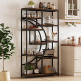 Garvee Industrial Bookshelf, Wood Open Shelf, 9 Tiers, Tall Storage Rack, Metal Frame, Plant Stand, Multifunctional, Retro Brown, Study, Office, Living Room, Bedroom, Kitchen