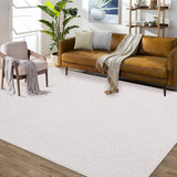 Garvee 9x12 Area Rug Large Machine Washable Modern Solid Textured Area Rug Contemporary Stain Resistant Non-Slip Accent Rug Foldable Floor Cover Carpet Rug for Living Room Decor, Cream White - Cream White