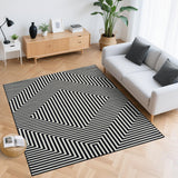 Garvee 8x10 Modern Area Rug Washable Stain Resistant Black Mat for Living Room and Hallway - Black