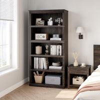 Garvee 5 Tier Bookcase, Farmhouse Book Shelf with Storage Open Display Bookshelves, 67.4" Tall Book Case Wooden 5 Shelf Bookcase Home Decor Furniture for Home Office, Living Room, Bed Room, Oak