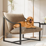 Garvee Mid-Century Modern Sling Accent Chair, Comfy Fabric Living Room Chairs with Heavy Duty Metal Frame, Lounge Reading Armchair for Living Room Bedroom, Easy Assembly, Beige - Beige