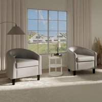 Garvee Accent Barrel Chairs Living Room Chairs, Faux Leather Upholstered Club Armchairs with Soft Padded Seat for Bedroom Reading Waiting Room, Gray