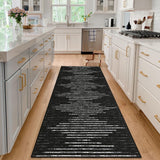 Garvee 2x6 Striped Runner Rugs Non-Slip Low Pile Stain-Resistant Kitchen Rug Black and White - Black & White-Double Stripes
