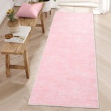 Garvee Solid Pink 2x6 Runner Rug Washable Kitchen Rug Modern Abstract Non-Slip Foldable for Living Room Bedroom - Pink