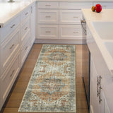 Garvee Runner Rug 2x6 Vintage Rug for Entryway Hallway Floor Cover Print Carpet Distressed Vintage Area Rug Machine Washable Foldable Accent Rug for Living Room, 2’x6’, Brown - Brown & Khaki