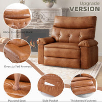 Garvee Oversized Wide Massage Recliner Chair, PU Leather Large Manual Recliner for Adults, Ultimate Comfort Lazy Boy with 1.5X Sponge Filling and Easy Recline Mechanism for Relaxation, Brown
