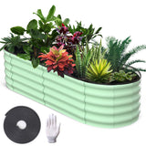 Garvee 6'x3'x1.5' Galvanized Oval Raised Garden Beds Open Base, Tool-Free Assembly Planter Boxes for Vegetables & Flowers, Green - Green
