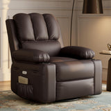 Garvee Widen 22" Power Recliner Chair, Electric Rocker Swivel USB Charger Lazy Boy for Adults, with Vibrating Massage and Heating, 1.5X Sponge Filling for Living Room, Bedroom and Nursery - Coffee