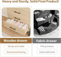 Garvee 4+2 Dresser for Bedroom, 46.6 in Tall Drawer with Large Storage Space, Metal Legs, Freestanding Wooden Closet Storage Dresser Chest for Living Room, Bedroom, Entryway, Natural Oak