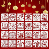 Garvee Christmas Painting Stencils, 24 PCS Journal Stencil Plastic Stencils，Children Stencil Drawing Set for DIY Card, Window, Wood, Cookie and Paper, Fabric, Glass, Wall Art