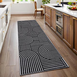 Garvee Modern Rug 2x6 Runner, Non Slip Rainbow Washable Runner Rug for Hallways, Kitchen, Bathroom, Black - Black