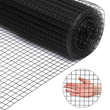 Garvee Black Hardware Cloth 1/2 Inch 24 in x 50 ft 19 Gauge PVC Coating Wire Mesh Rolls Vinyl Coated Welded Chicken Wire Fencing for Home and Garden Fence and Home Improvement Project