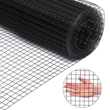 Garvee Black Hardware Cloth 1/2 Inch 24 in x 50 ft 19 Gauge PVC Coating Wire Mesh Rolls Vinyl Coated Welded Chicken Wire Fencing for Home and Garden Fence and Home Improvement Project