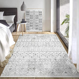 Garvee Modern Area Rug Soft Carpet 4x6 Indoor Boho Non Slip Vintage Diamond Grey 4' x 6' - Gray