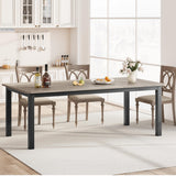 Garvee 78.7" Wood Industrial Dining Table Suitable for 6~8 People, Grey - Grey