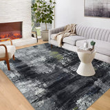 Garvee 8x10 Large Area Rug Gradient Abstract Chic Indoor Carpet Modern Rug Soft Distressed Rug for Living Room Low Pile Anti-Slip Rug Bedroom Non-Shedding Floor Carpet Contemporary Aesthetic Rug - Black & Yellow