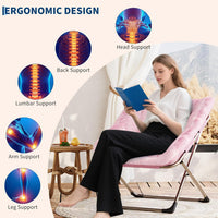 Garvee Folding Saucer Chairs for Adults, Comfy Faux Fur Lazy Chair with Metal Frame, 300 LB Capacity, No Assembly Required for Living Room, Bedroom, Dorms, Pink