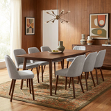 Garvee Set of 8 Mid-Century Modern Fabric Upholstered Dining Chairs with Padded and Solid Wood Legs, Grey - Grey